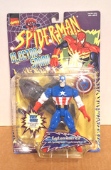 SPIDERMAN ELECTRO SPARK CAPTAIN AMERICA ACTION FIGURE-TOY BIZ 1997-NRFB-SO COOL