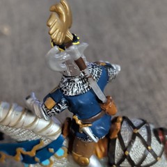 Papo Medieval Knight & Armored Horse Set w/ Axe Blue/Silver/Gold 2007