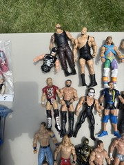 Wrestling Figure Lot And Championship Belt Well Played With As Pictured