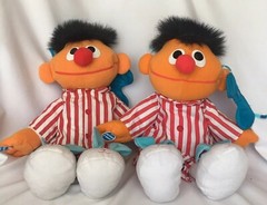 Two (2) Talking Sleepy Time Snoring Ernie Tyco Plush Doll Bedtime Sesame Street