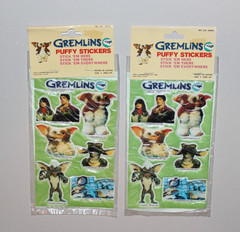 (2) Vintage, 1980’s GREMLINS PUFFY STICKER SHEETS, RARE 80s STICKERS, NEW SEALED