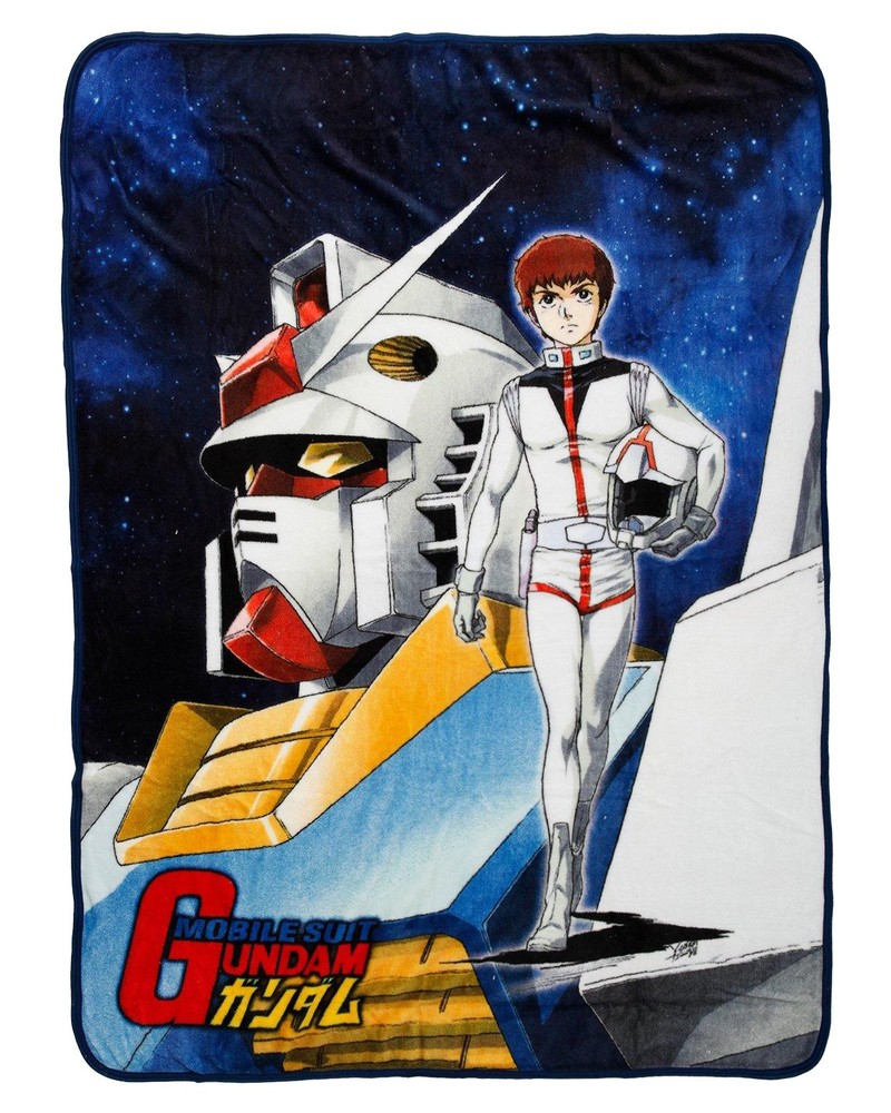 Mobile Suit Gundam Blanket Mecha and Amuro Ray Anime Design Plush Throw