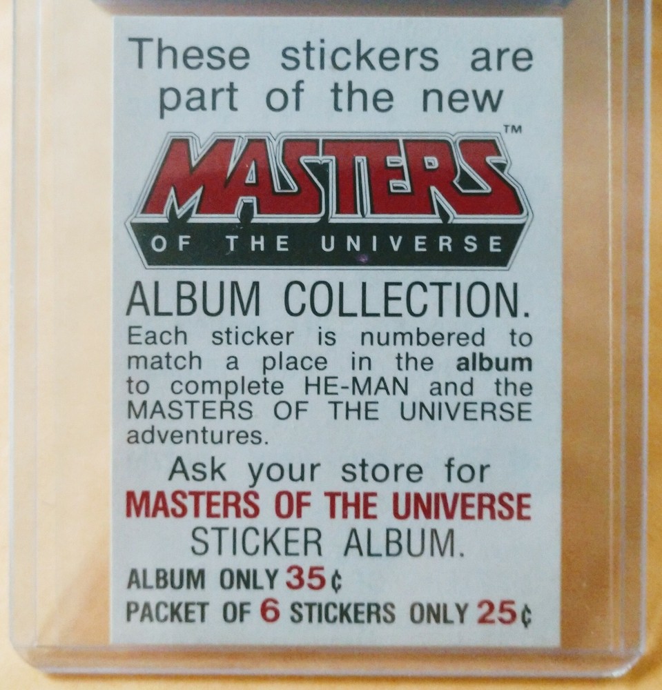 1983 MOTU STICKER ALBUM / PACKET ADVERTISING INSERT PANINI MATTEL VERY RARE HTF!