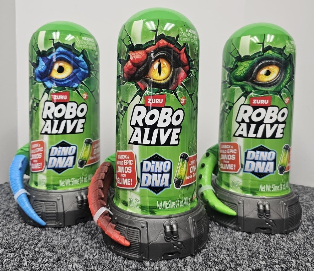3 X Robo Alive Dino DNA Dinosaur Robot Toy – Light-Up DNA Helix Spine MYSTERY