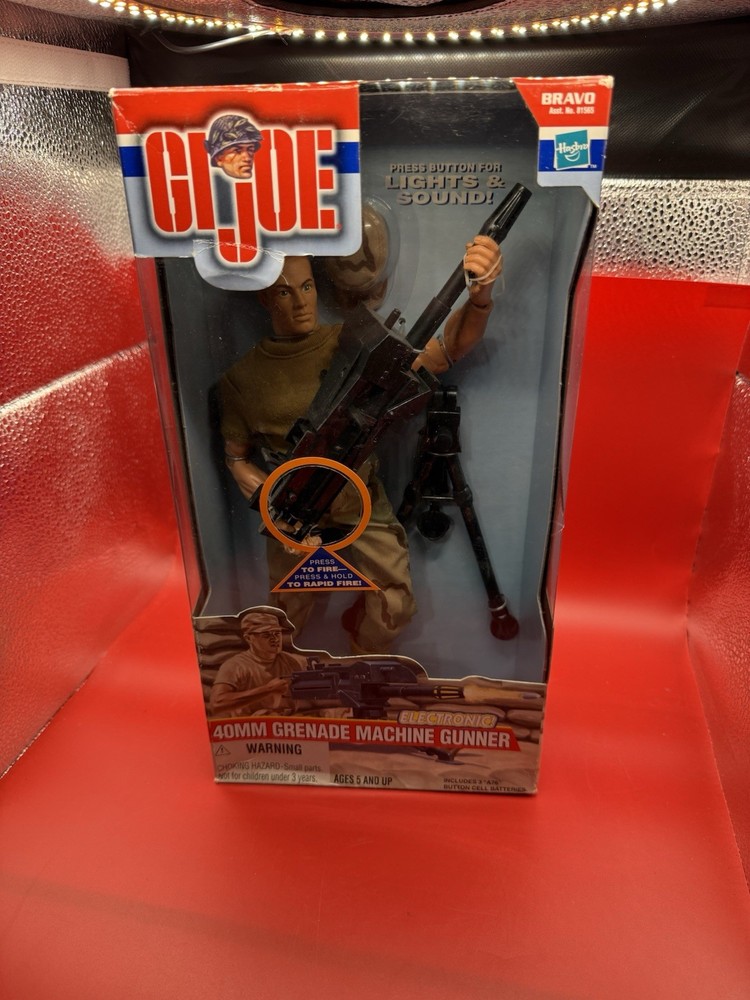 2000 GIJoe 12″ 40mm GRENADE MACHINE GUNNER – MIP!