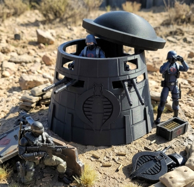 1:18 Scale Cobra Battle Bunker with Twin Cannons for 4″ GI Joe Figures Diorama