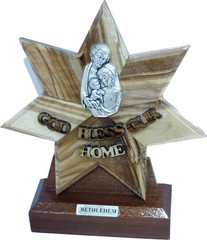Star of Bethlehem with Holy family table stand , Olive wood from Bethlehem on