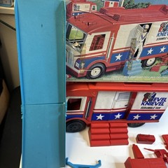 Vintage 1973 IDEAL EVEL KNIEVEL SCRAMBLE VAN SET W/ RAMP,BIKE,TRAILER,