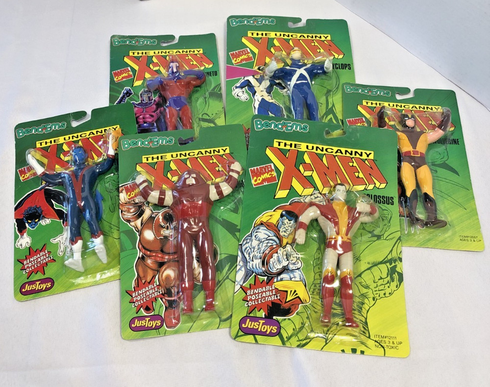✅ UNOPENED: 1991 Uncanny X-Men “BendEms” – Complete Set Of SIX Action Figures