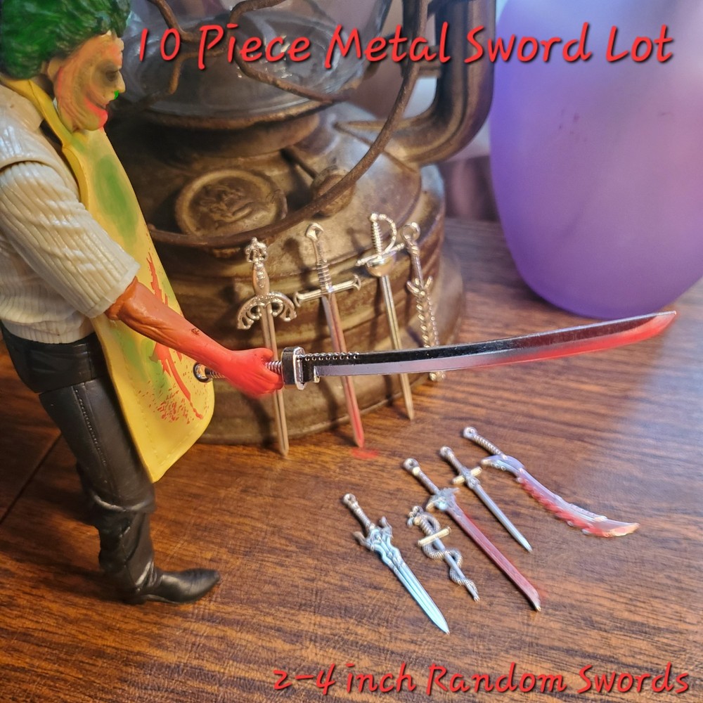 Miniature Swords For Action Figures- METAL ~ 10 Pieces ~ 2-4 Inch Blades
