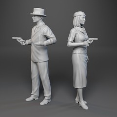 Bonnie and Clyde – 2 Figure Set – Beatty and Dunaway – 1:24 1:18 – 3D Printed