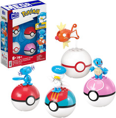 MEGA Pokémon Action Figure Building Toys Set, Water-Type Trainer Team with 79 Pi