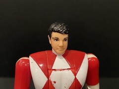 1993 Mighty Morphin Power Rangers Auto Morphin Red Green Figures Bandai Lot Of 3