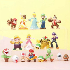NEW 18 Pcs/Set Super Mario Bros Toy Figures Luigi Toad Yoshi Cake Toppers Party