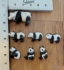Eric Carle EC PVC 3” Panda Bear Figure Cake Topper, 6 Safari LTD Pandas Lot