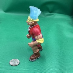 Vintage 1992 Ace Novelty Co. Muscle Troll Action Figure Blue Hair Red Outfit