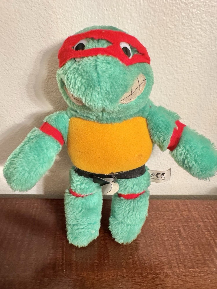 Vintage 1988 Ace Novelty TMNT Teenage Mutant Ninja Turtles Raphael 9.5” Plush