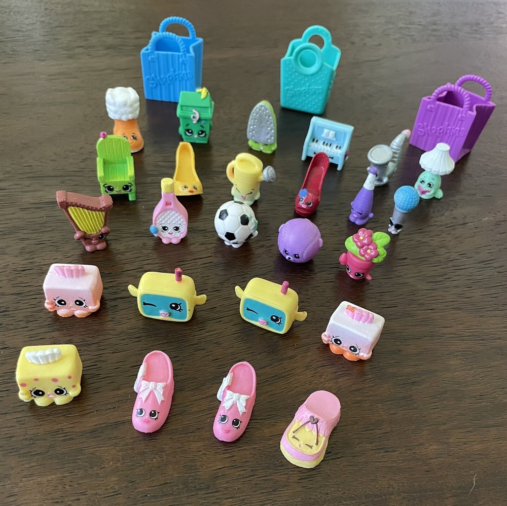 Shopkins 24 Pc Lot Some Rare Sports Musical Instruments Household Items Shoes