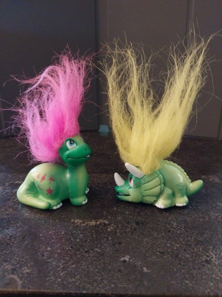 Lot Of 2-Land Of The Trolls-Troll O Saurus+Green Dinosaur