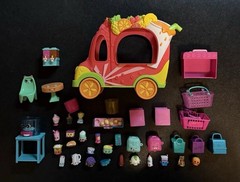 Large Lot Of Shopkins Moose Toys Collectible Mini Figures, Bags, Smoothie Truck
