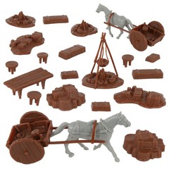 BMC Revolutionary War Camp & Supplies – 23pc Plastic Soldier Playset Accessories