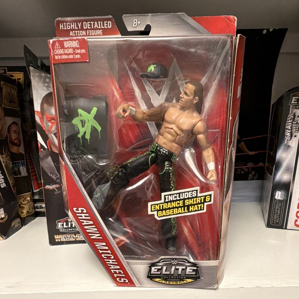 WWE Elite Collection Flashback Shawn Michaels Action Figure w/ Shirt & Hat 8+