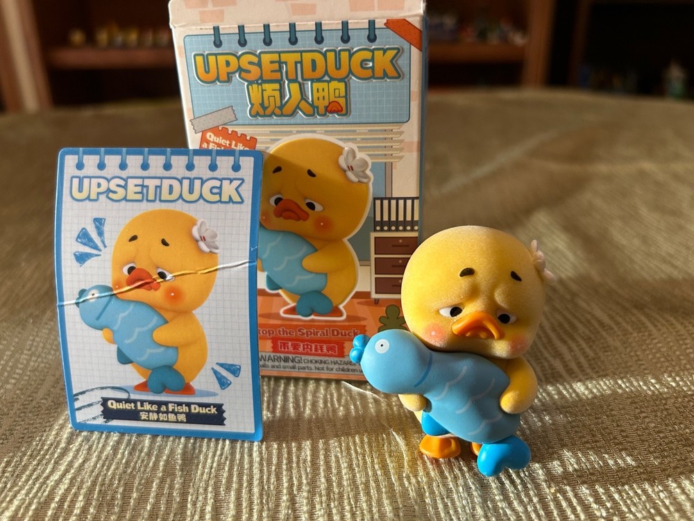 New Upsetduck Stop the Spiral Duck Blind Box Mini Figure- Quiet Like a Fish Duck