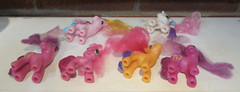 Hasbro My Little Pony Lot of Six (6) Ponies with Molded Tails Brushable Manes