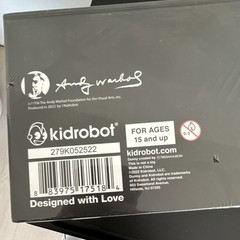 Kidrobot Dunny Andy Warhol Black Vinyl Figurine, 8 in, 15+, 2022
