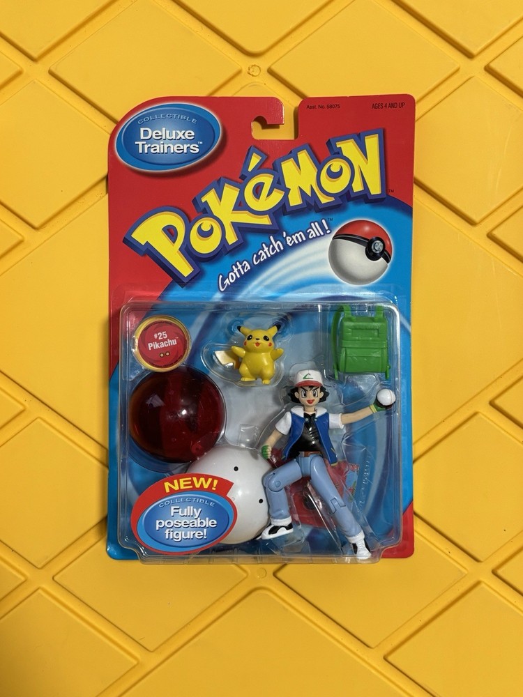 Pokemon Hasbro Deluxe Trainers Ash Ketchum #25 Pikachu Figures 2000 New
