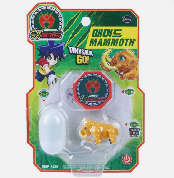Dino Mecard Tinysaur MAMMOTH Dinosaur Transforming Robot Toy Figure Capsule Card