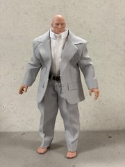PB-SUIT-WWE-GRY: 1/12 custom Grey fabric Suit for 7″ WWE muscular body