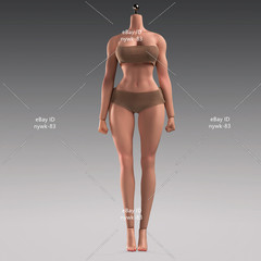 1/6 T307 Suntan Female Makeup Seamless Body Large Bust Muscular For 12″ Figure