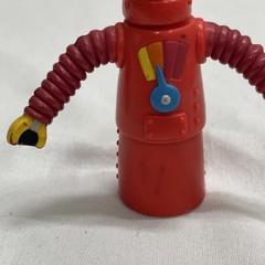 Vintage Unknown Red Hard PVC (Vinyl?) Robot Action Figure Posable Arms Retro