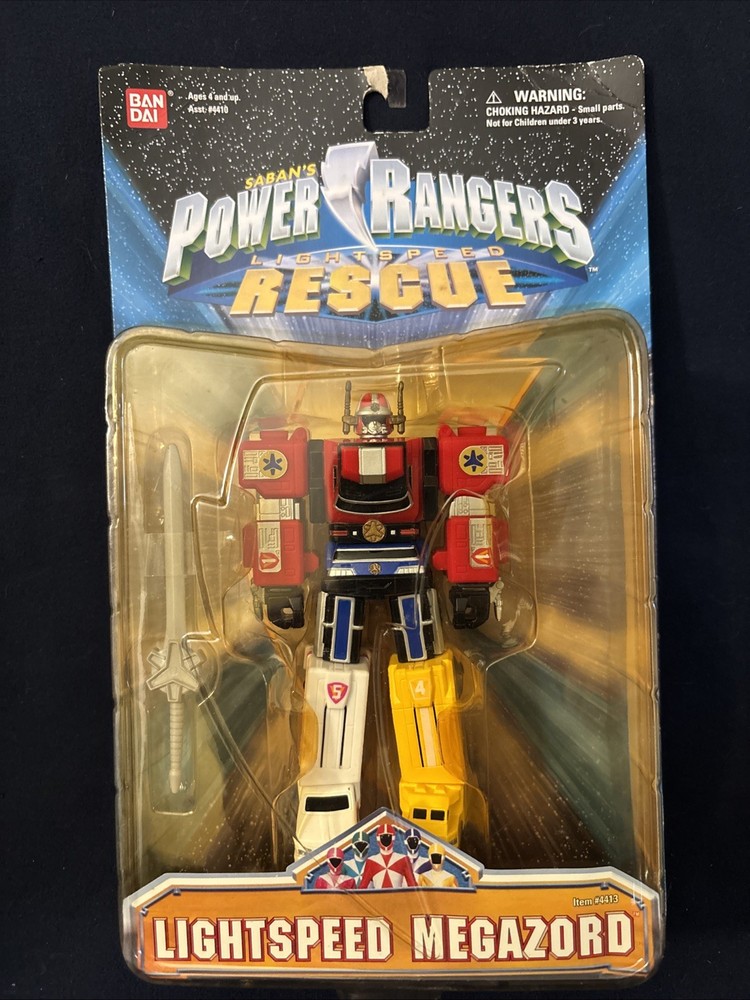 NEW Power Rangers Lightspeed Rescue 6″ Megazord 1999 BANDAI * DAMAGED BOX *