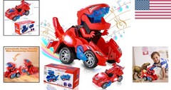 Battery-Powered Dinosaur Car with Flashing Lights & Sounds – Ideal Gift for Kids