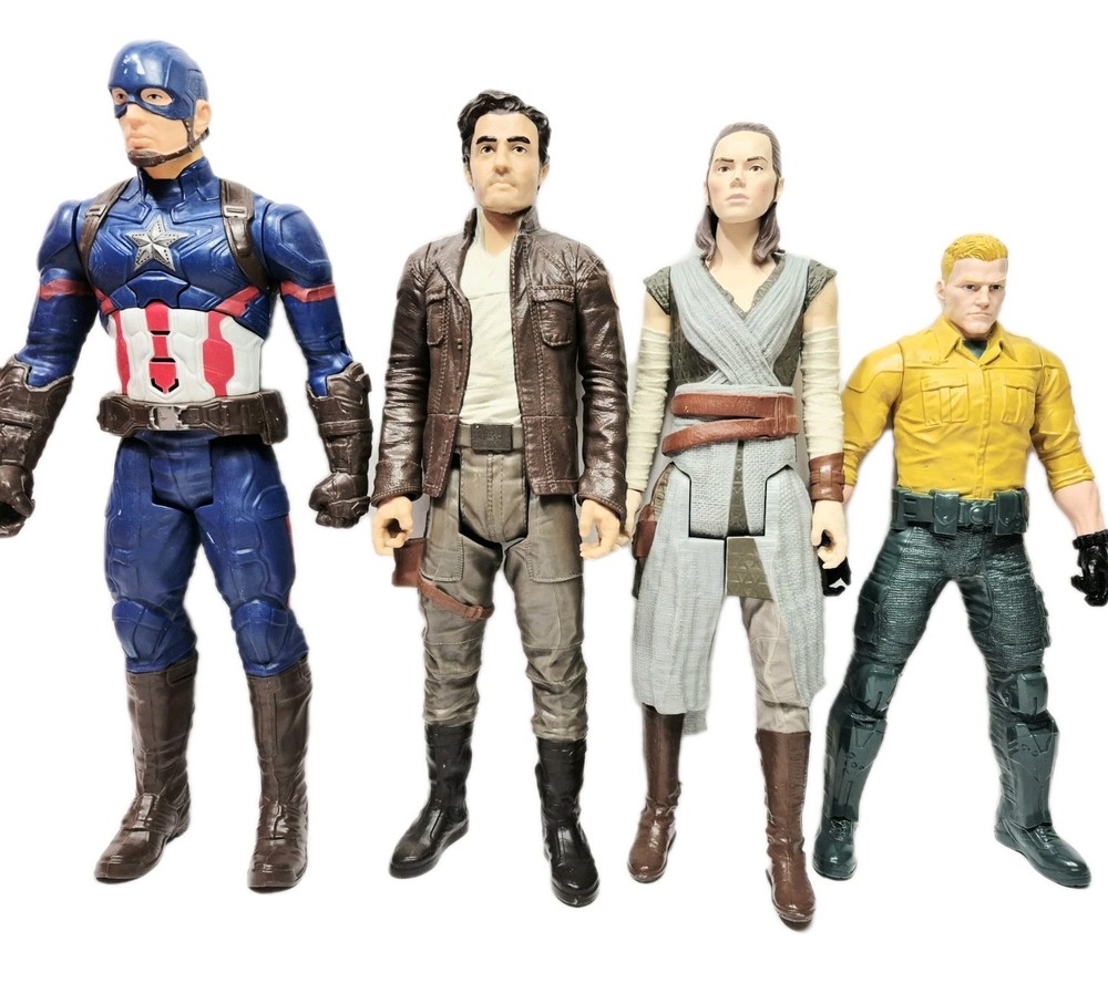 Star Wars Jedi Poe Dameron & Rey Action Figure 11” Captain America, GI. Joe Lot