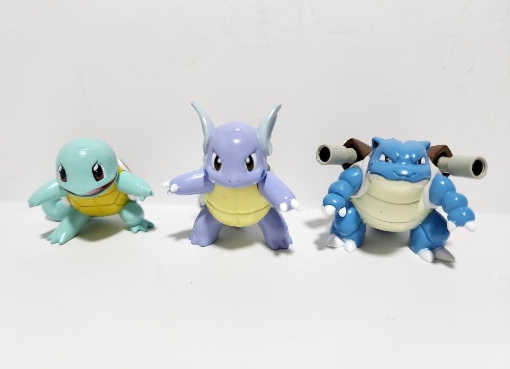 Tomy Officially Licensed Squirtle, Wartortle & Blastoise Evolution Toy Lot – New