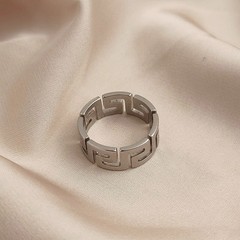 Watty original design retro Greek key pattern ring, men’s party ring Gift for