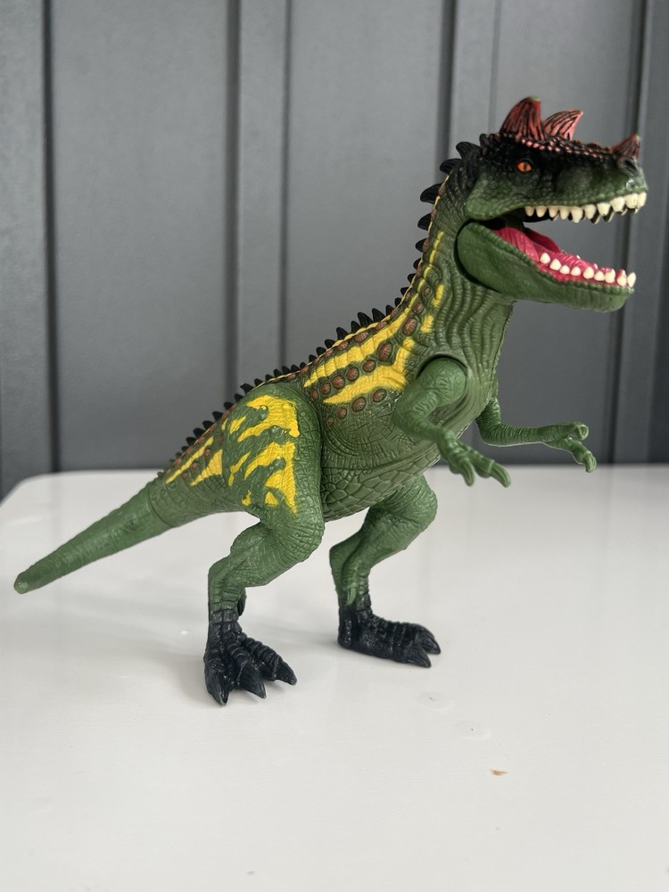 Vintage Chap Mei Dino Valley Green Tiger Stripe CARNOTAURUS Dinosaur Figure