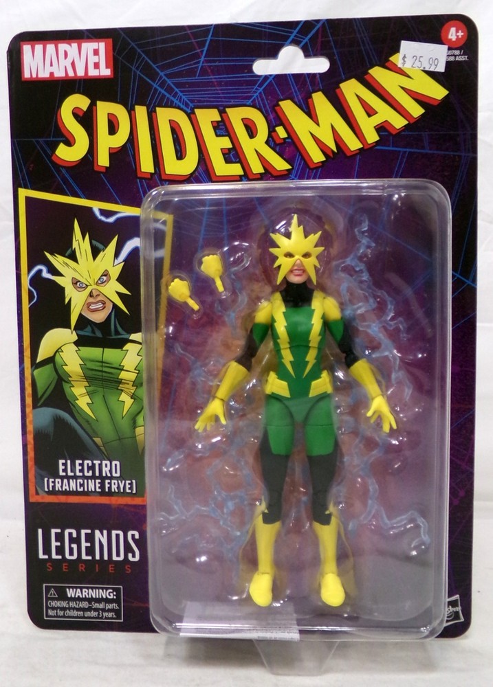 2025 Hasbro Marvel Legends Spider-Man Retro Card Francine Frye Electro 6″ Figure