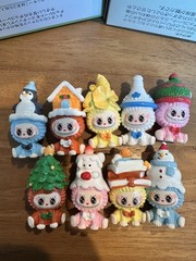 Mini Flocking Figures 5cm Cute Gift Decor Toys Kawaii Christmas Series 9 pcs set