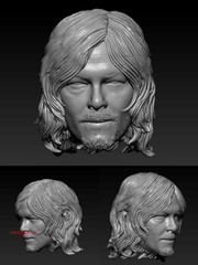 1:6 1:12 1:18 Daryl Dixon beard Head Sculpt For 12″ 6″ 3.75″ Action Figure Body