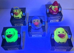 Jeep Branded 2″ Ducks in Paper Jeep 4×4 Box Set Of 8 W/ Some UV Reflective *READ
