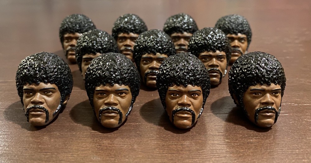 JUST HEAD custom sculpt 6″ Pulp Fiction Jules, Samuel L Jackson, Marvel Legends,