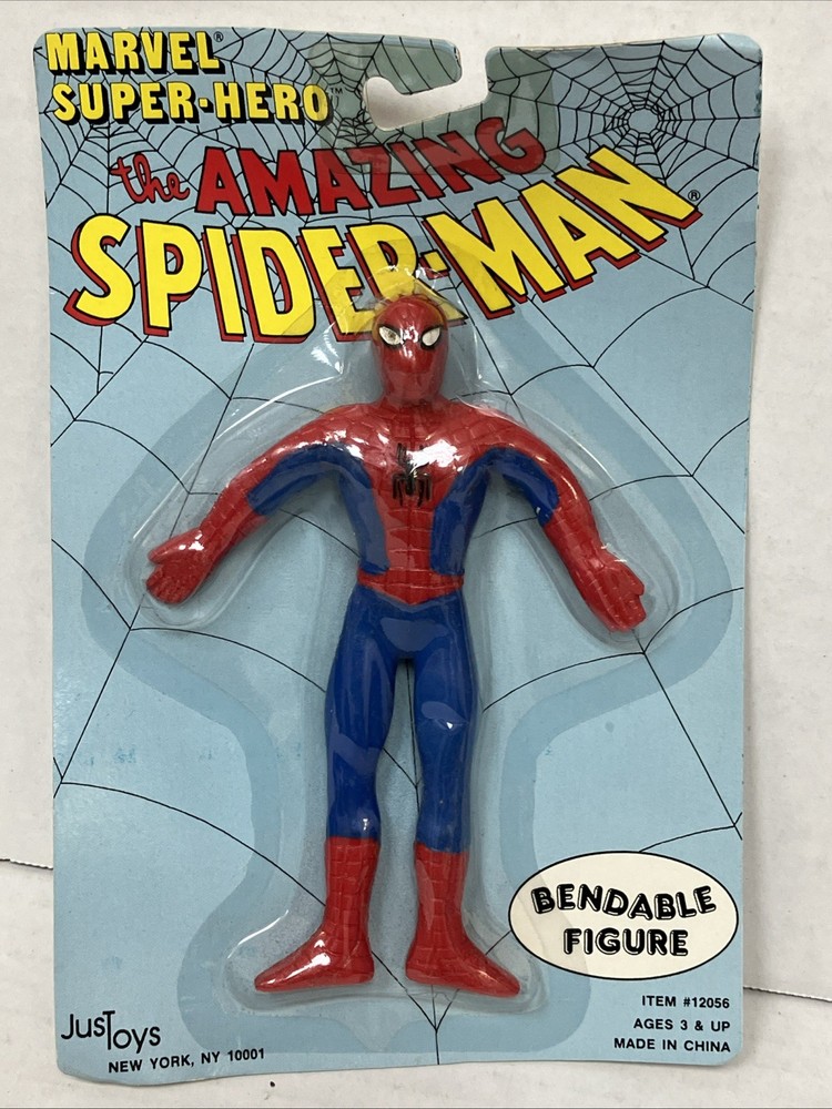 Vintage Amazing Spider Man Bendable Figure 1989 JusToys Vtg Marvel Hero