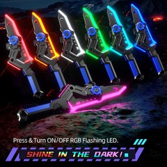 2 Pack LED Light Up Swords & Axe Toys, Rechargeable Mist Spray, Sound Effects, H
