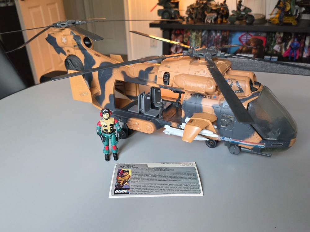 Vintage GI Joe Tomahawk Helicopter with Lift Ticket 1986 Hasbro