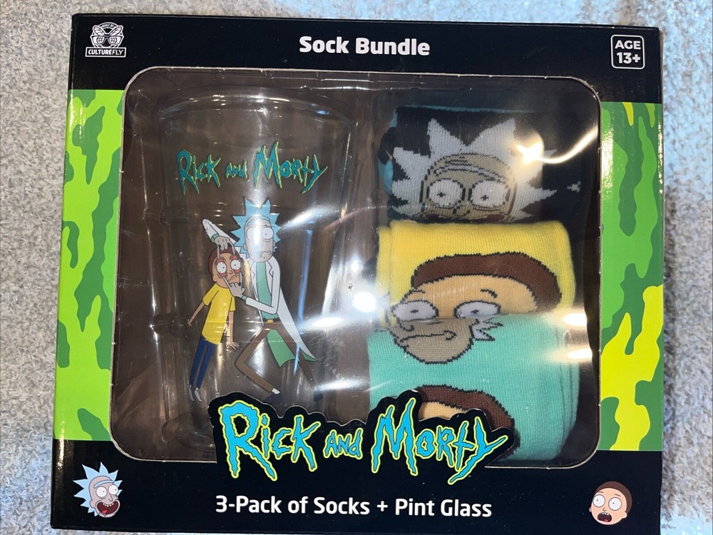 Rick and Morty Vinyl Rick Sanchez Pint Glass and Sock Bundle