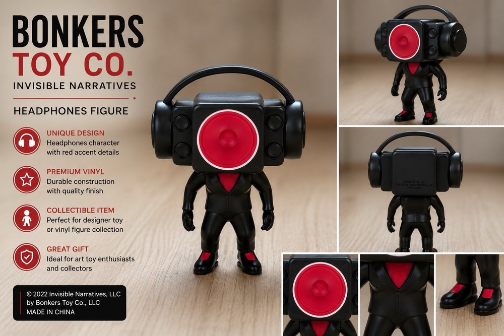 Bonkers Toy Co Invisible Narratives Headphones Figure Vinyl Collectible Toy 2024